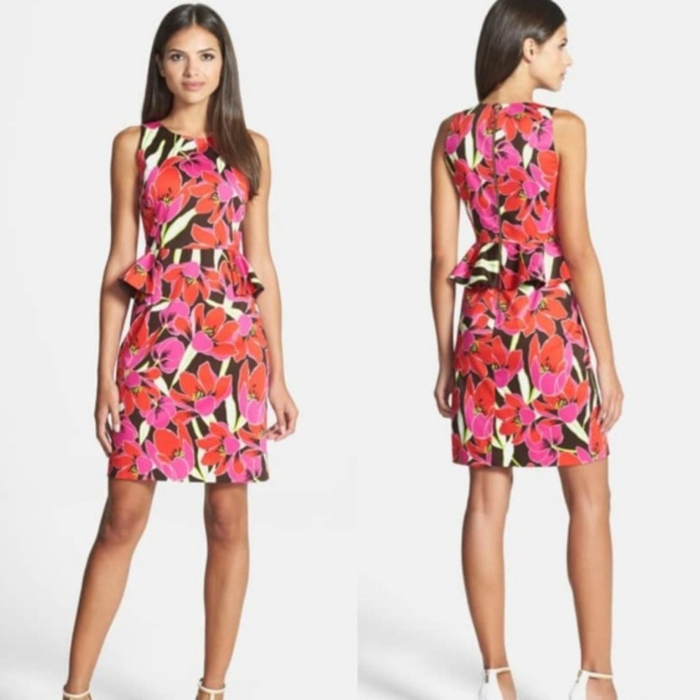 Kate Spade Rio De Janeiro Peplum Rio Tropical Floral Sheath Pencil Dress‎ Small